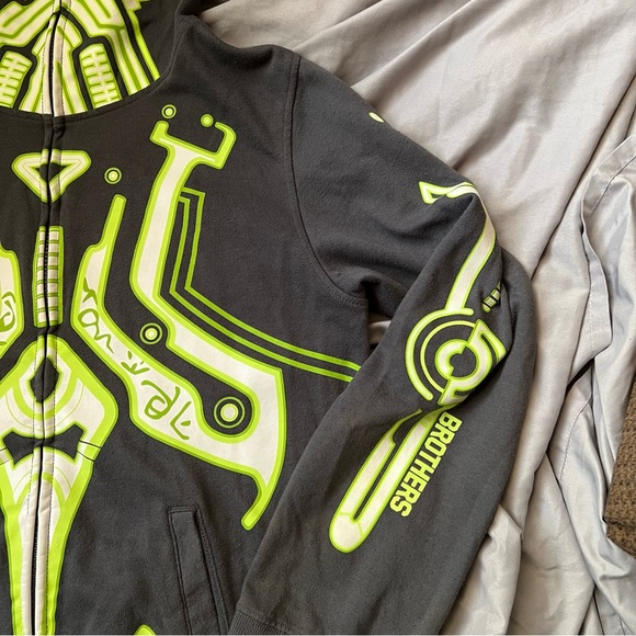 Brothers Full Front Zip Masked Robot Hoodie XXL (16) Grey and Green - Picture 3 of 15